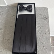 Pronto Uomo Black Silk Bow Tie Cummerbund Open Box