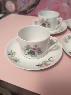 Vintage Vista Alegre Portugal Gaia Porcelain Teacup And Saucers Set Of 6