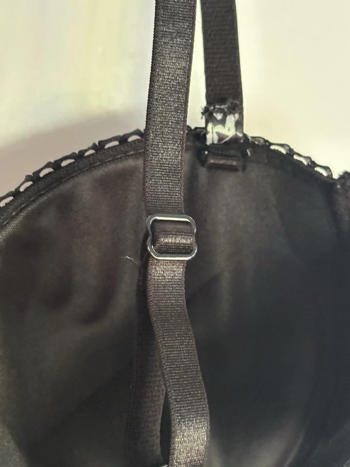 Native Intimates 36C Strapless Multi-way Pushup Black Floral Padded Satin Bra - Image 3 of 4