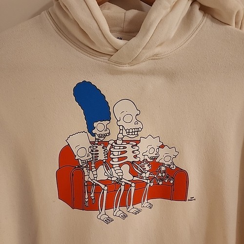 The Simpsons Skeletons H&M Kids Hoodie Off White Sz 16/18 - Picture 2 of 8