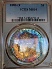 1888 O MORGAN PCGS MS64! HUGE END ROLL TONER! LOOKS ULTRA PROOF LIKE!  NR #64654