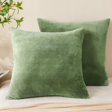 Velvet Pillow Covers 26x26, 2 Pack Soft Cozy Square Pillowcases Sage Green