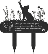 Pet Grave Markers - Metal Cat Memorial Plaque, Waterproof Cemetery Stakes