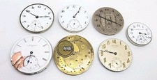 Vintage Lot Of 7 Mechanical Pocket Watch Movements For Repair E. Gundlach Nidor