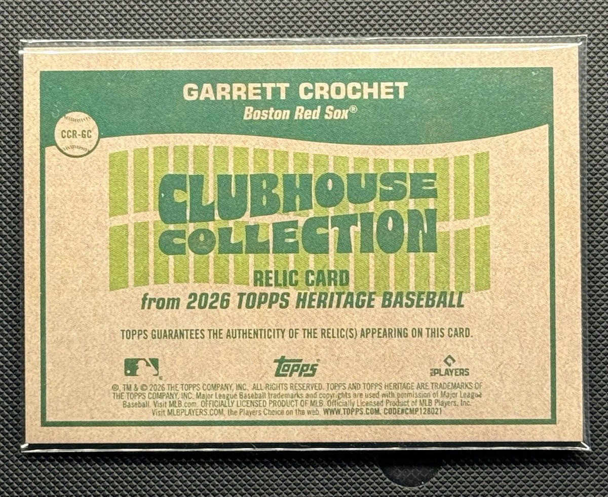 2026 Topps Heritage GARRETT CROCHET Clubhouse Collection Relic