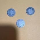 US Barber Dime 10C Lot of 3 (1892, 1905, 1913) Silver Circulated