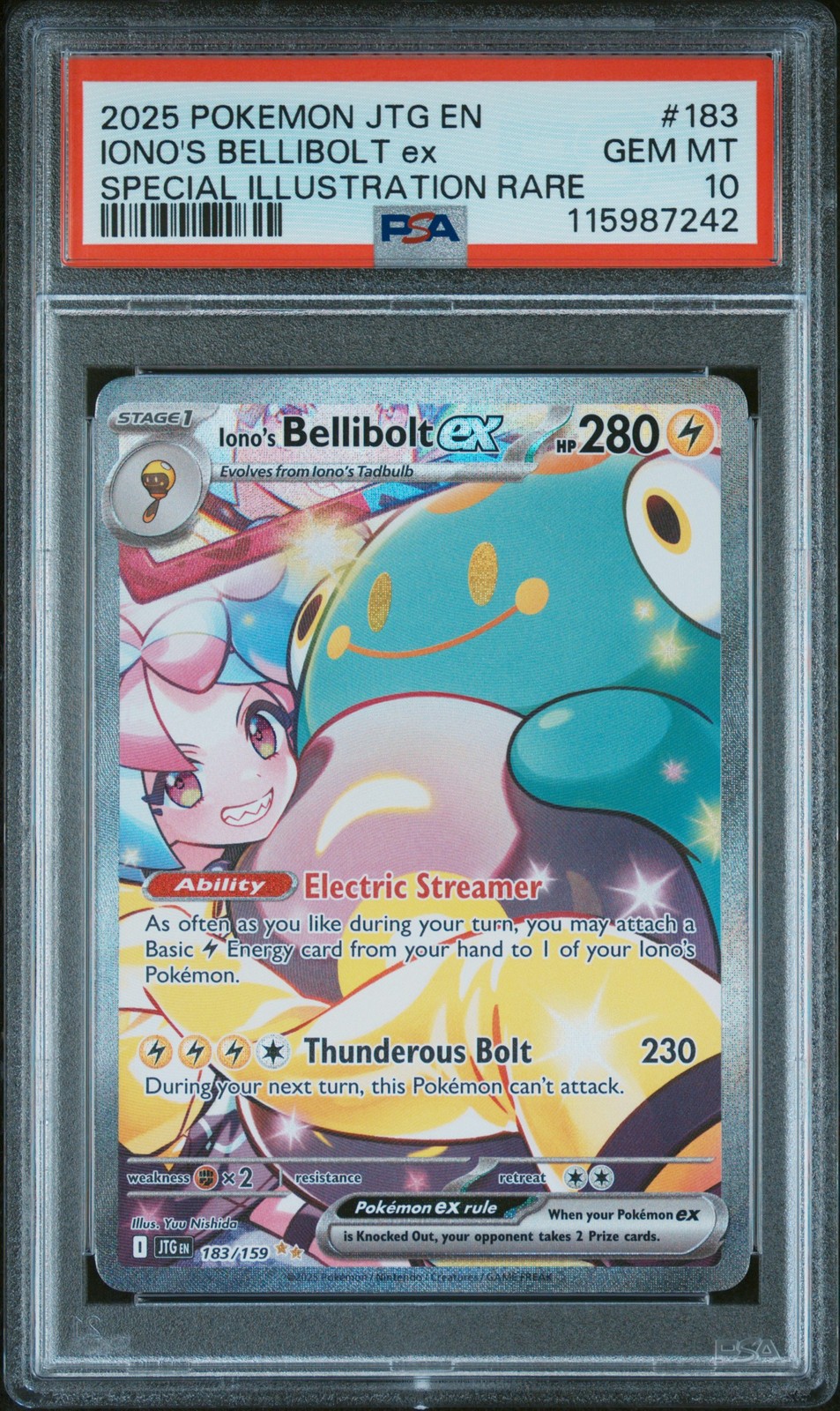 2025 POKEMON JTG EN-JOURNEY TOGETHER #183 IONO'S BELLIBOLT EX PSA 10