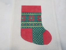 POINTSETTIA MINI STOCKING-STITCH ITS-HANDPAINTED NEEDLEPOINT CANVAS