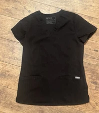 FIGS Women's Scrub Top Black Technical Collection Size XXS 2XS