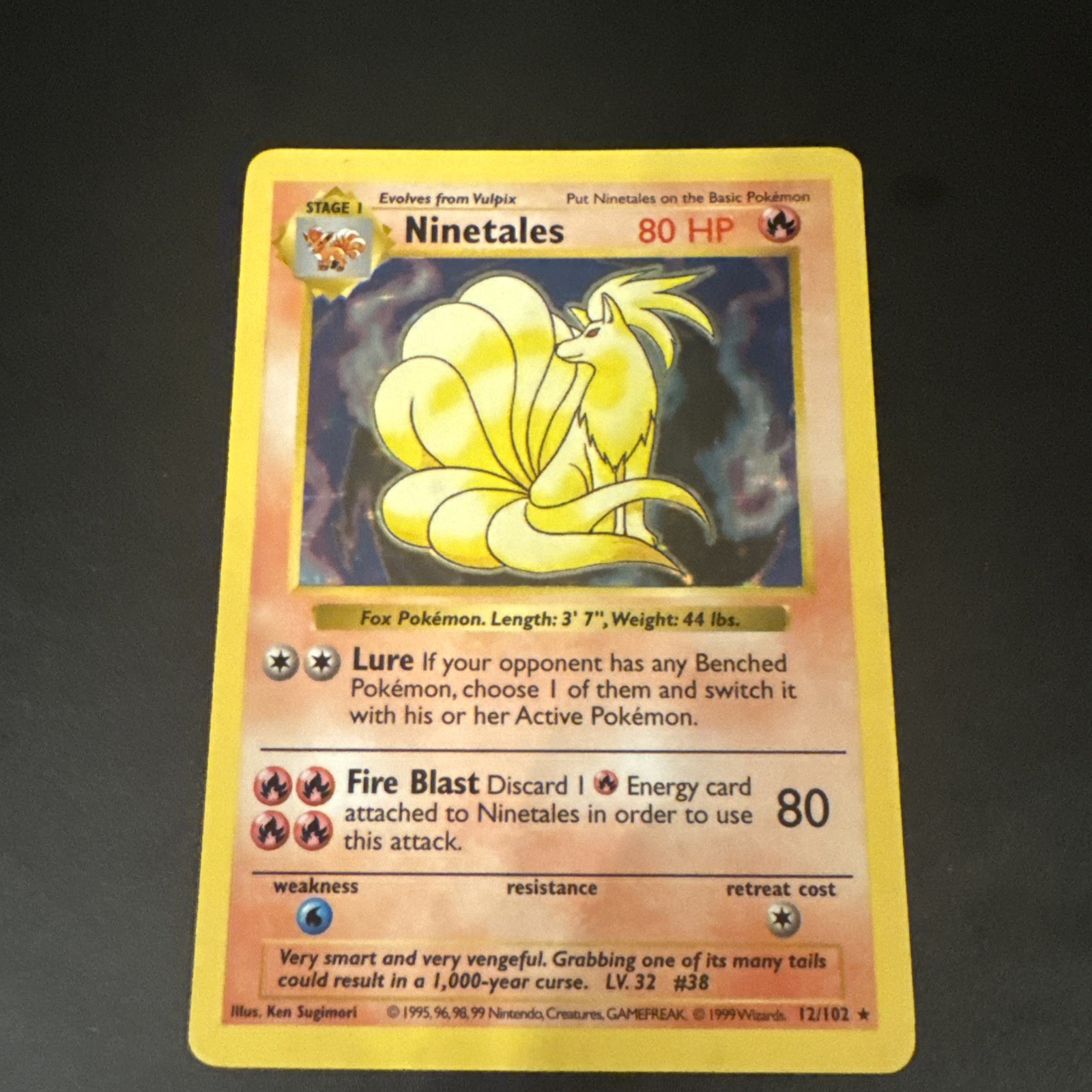 Pokemon Ninetales 12/102 Base Set Holofoil BLACK FLAME Variant Moderate Play!