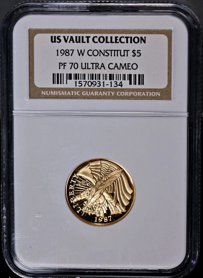 1987-W Constitution Commemorative Gold $5 NGC PF70 Ultra Cameo - STOCK - Image 3 of 4