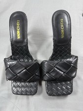 Fashion Nova My Point Of View Heeled Mules, Black, Size 7.5- Square  MSRP $34.99