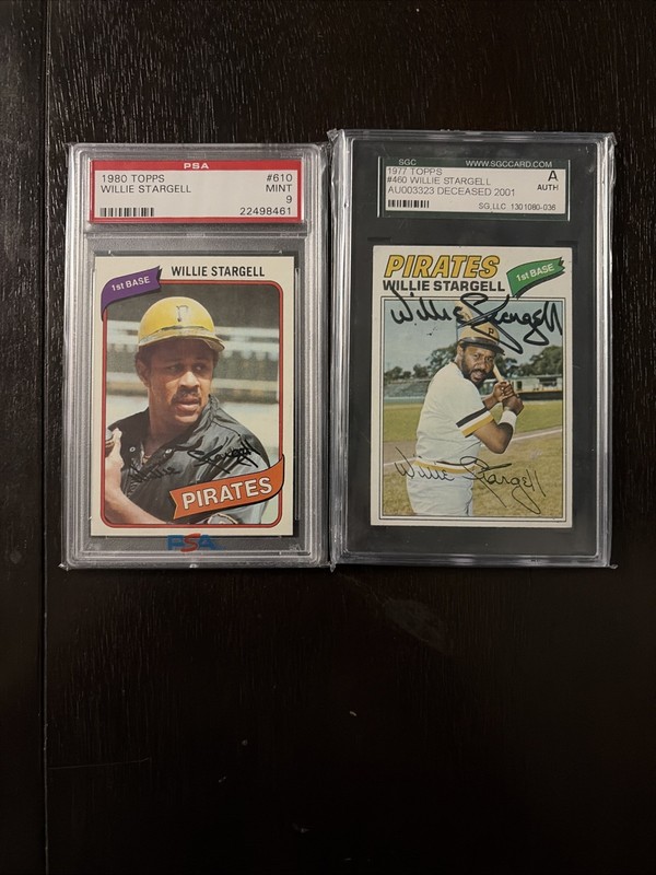 Lot Of 2-Willie Stargell 1977 Topps SGC Auto Nice! 1980 Topps PSA-9