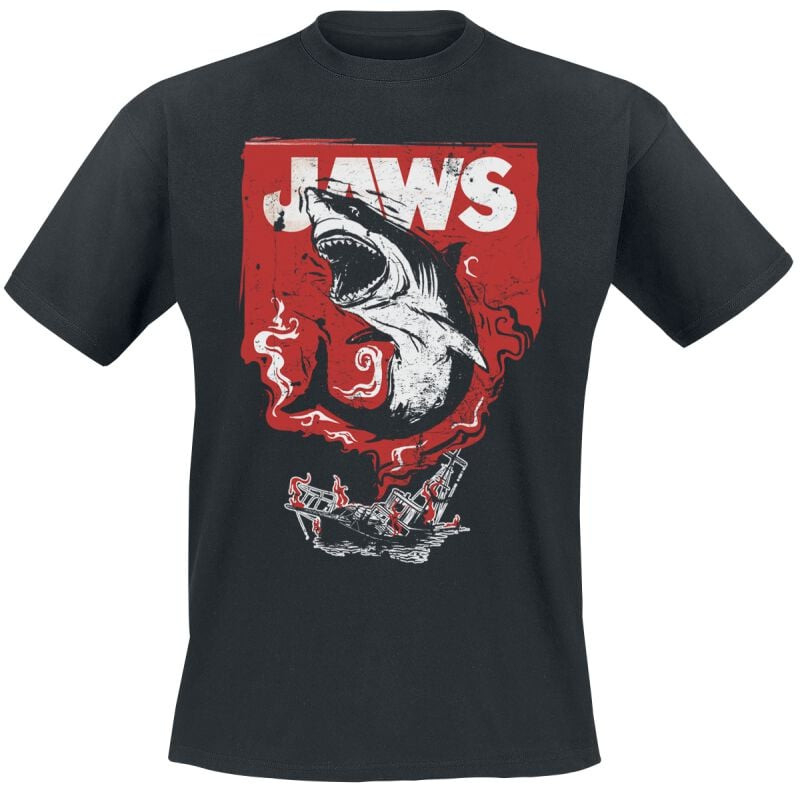 Футболка Der weisse Hai Herren Jaws - Shark Smoke schwarz с изображением акулы