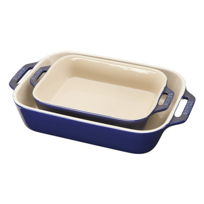 Staub Stoneware 2-pc, Rectangular Baking Dish Set, dark blue