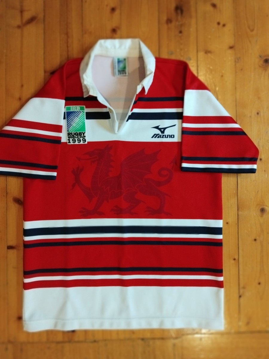 Vintage 1999 RWC Wales Supporter Mizuno Rugby Jersey Size Medium
