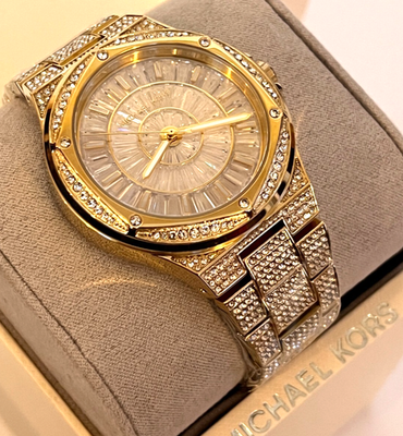 MICHAEL KORS ゴールド 時計 MICHAEL KORS MK6991 Lennox Women's Gold-Tone Crystal Pave Watch