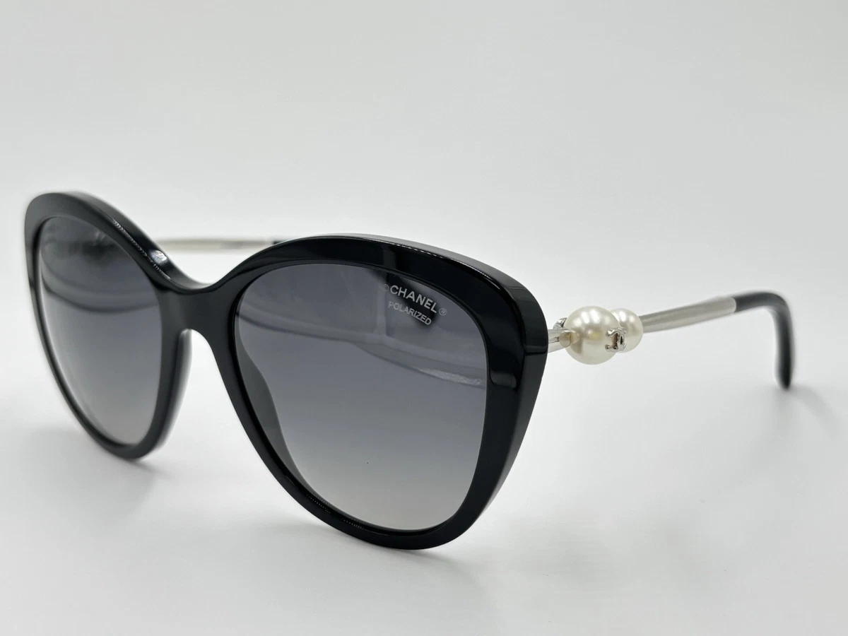 CHANEL Black Polarized Butterfly Sunglasses for Women for  display picture 3