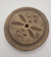 Antique Wooden Butter Mold 5” Hand Carved Primitive Folk Art Farm Decor