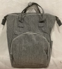 Gray Heathered Diaper Bag Backpack Insulated Bottle Pockets Travel Baby Bag