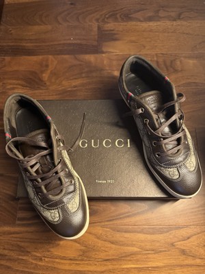 Gucci Brown GG Supreme Canvas And Leather Barcelona Sneakers Size 38