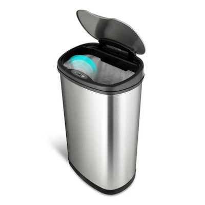 Nine Stars Automatic Kitchen Trash Can, 13 Gallon Stainless Steel,Silver