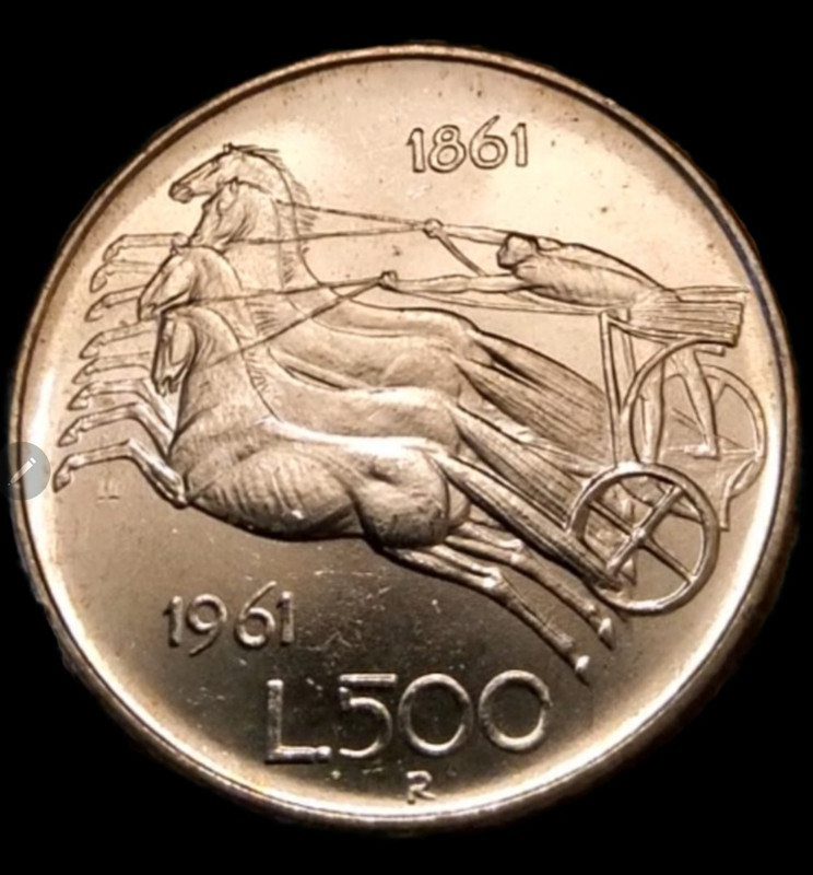 1861R ITALY 500 SILVER LIRE KM#99 UNC