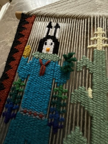 Handmade Navajo Native American Yarn Mandala Gods Eye Man Woman Saguaro Cactus - Picture 2 of 12