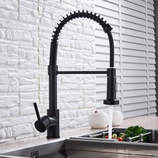 Image of Matt Black Monobloc Kitchen Sink Mixer Tap With Pull Out Hose Spray Single Lever