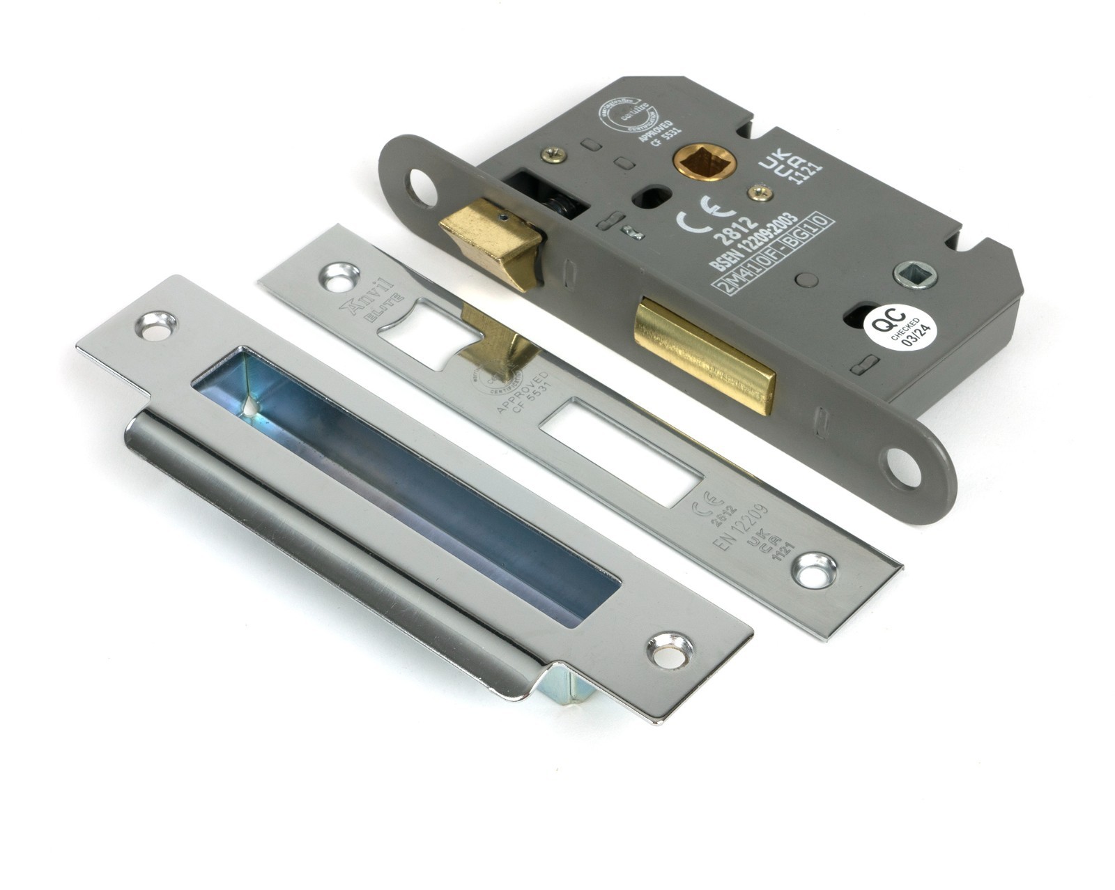 From The Anvil 51784 Polished Chrome 2.5"" Heavy Duty Bathroom Mortice Lock