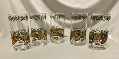 # 851 Spice Of Life Drinking Glasses Libbey 12oz Very Good Condition Multicolor