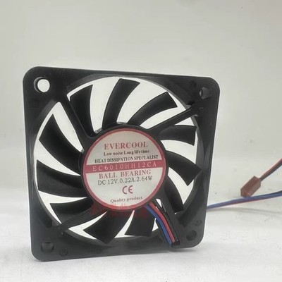 1 pcs EVERCOOL EC6010HH12CA 6cm 6010 12V 0.22A 3-wire cooling fan *pt
