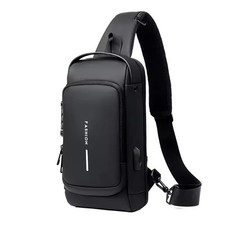 Men Anti Theft Chest Bag Shoulder Bags USB Charging Crossbody Package School