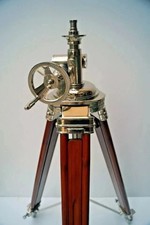 Vintage Wooden Floor Lamp Tripod Stand Chrome Nautical Survey Design Tripod