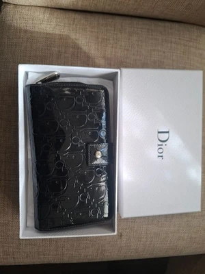 Christian Dior Lackleder Longwallet Schwarz 19x10 cm Hardware Silber - Bild 1 von 4