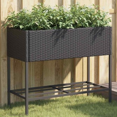 Pflanzkübel Hochbeet Pflanzkasten Gemüsebeet mit Ablage Poly Rattan vidaXL