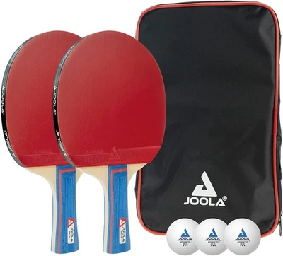 JOOLA Tischtennis Duo Set 2 x Tischtennisschläger 3 x Stern TT Bälle inkl Tasche