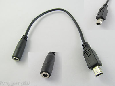 5pcs DC Power Jack Female 3.5mm x1.35mm to USB Mini 5 Pin Male Cable 20cm Black