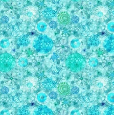 Timeless Treasures Electric Ocean Turquoise Starfish Diatoms Fabric by the Yard