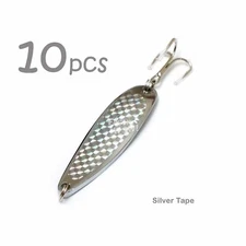 10pcs 3/4oz 1oz 2oz 3oz 5oz 7oz 9oz Silver Fishing Spoons Treble Hook Lure lot