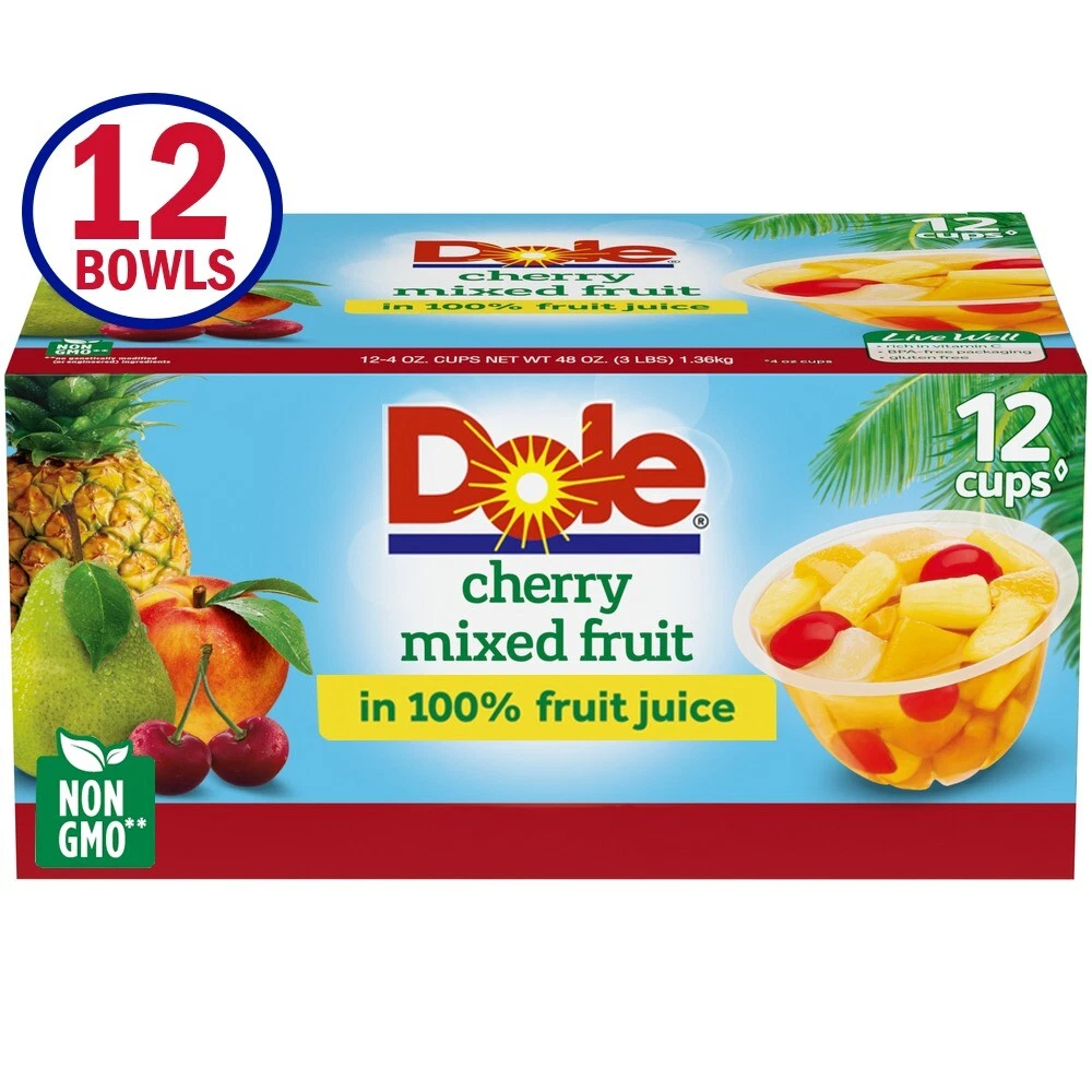 Dole Fruit Bowls Cherry Mixed Fruit in 100 Fruit Juice 4 Oz