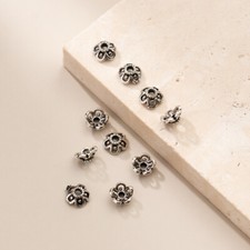 925 Sterling Silver Hollow Flower Bead Cap DIY For Bracelet Necklace 5.5mm