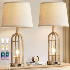 Table Lamps for Living Room Set of 2 - Farmhouse Lamps for Night Stands with ...
