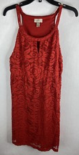 Loft Womens Dress Large Red Floral A Line Spaghetti Strap Lined Cotton