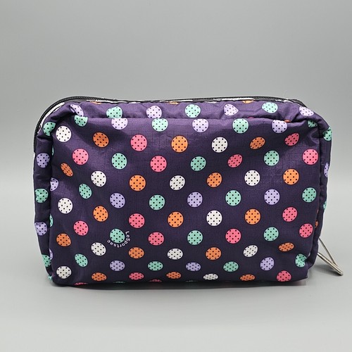 LeSportsac Purple Polka Dots Cosmetic Bag Zipper Close Rainbow Travel - Picture 3 of 5