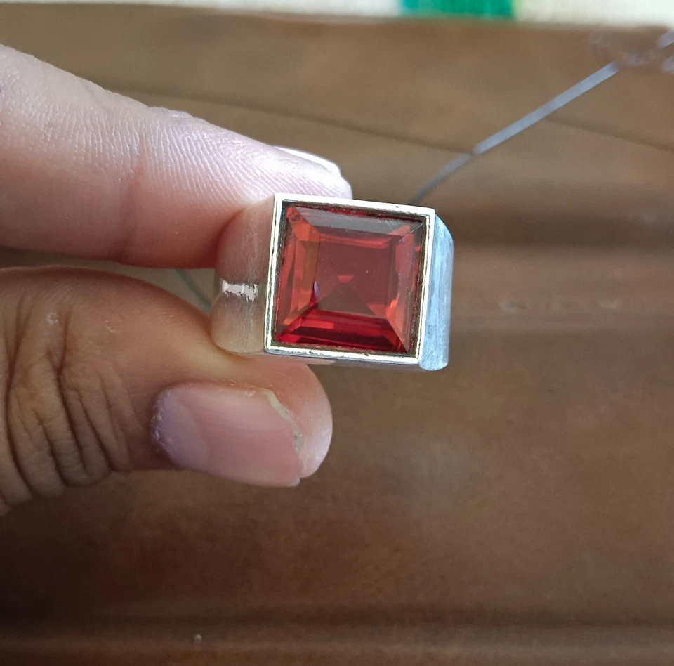 Bohemian Gift Garnet Gemstone Ring 925 Sterling Silver Men's Ring All Size SR394 - Image 2 of 4