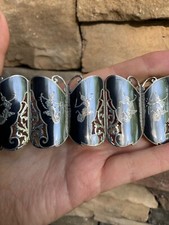 Huge Vintage Siam Sterling Silver Bracelet Artisan Handcrafted