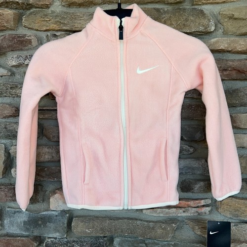 NIKE Girls Echo Pink White Soft Fleece FZ Front Jacket LS 5 6X NWT - Picture 2 of 3