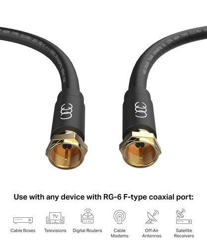 2 Pack Ultra Clarity Cables Coaxial Cable Rg6 40 ft each Black - Picture 2 of 10