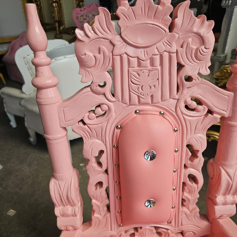 Mini Silla Trono León Infantil 37" Alto Estilo Lujo Trono - Rosa Claro Foto 3 de 3